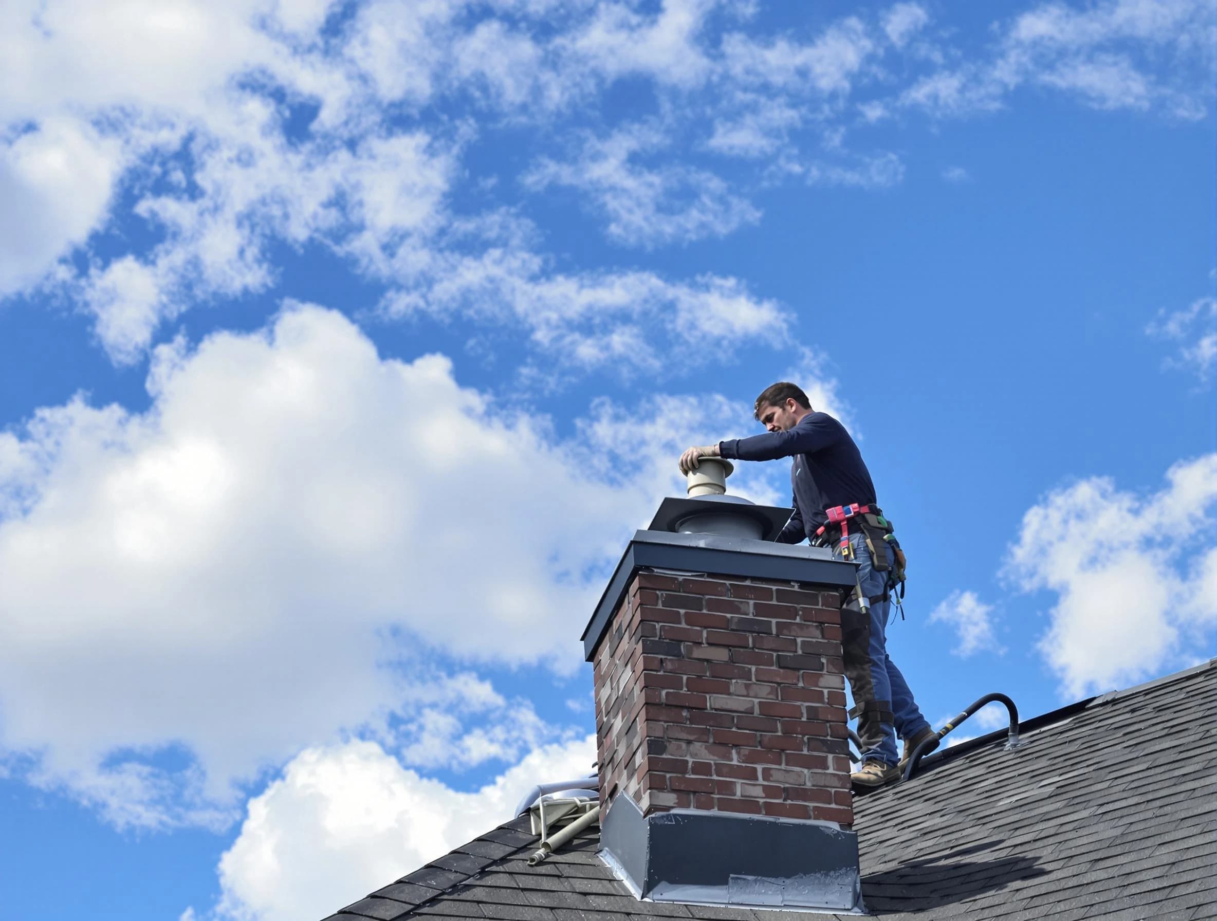 Bethel Acres Chimney Sweep installing a sturdy chimney cap in Bethel Acres, OK