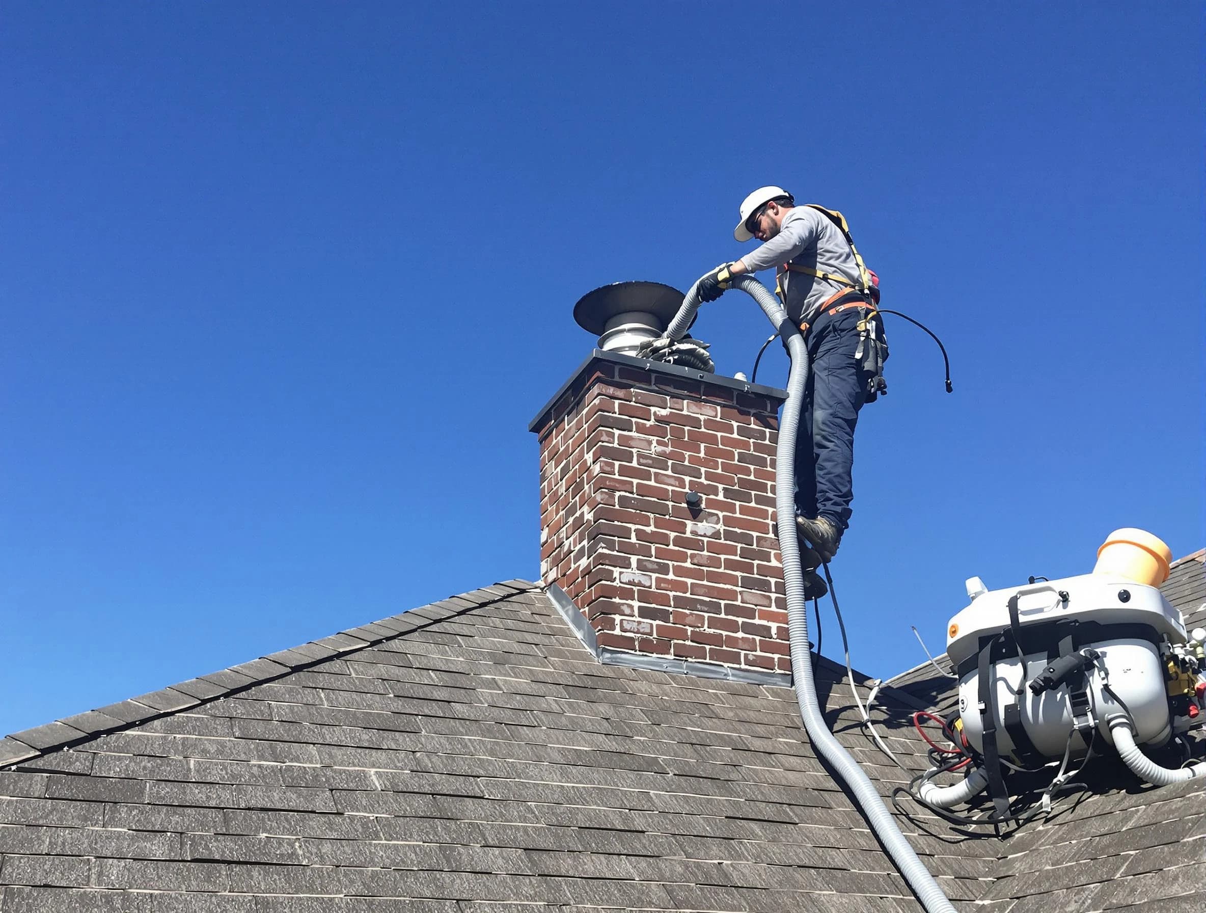 Dedicated Bethel Acres Chimney Sweep team member cleaning a chimney in Bethel Acres, OK