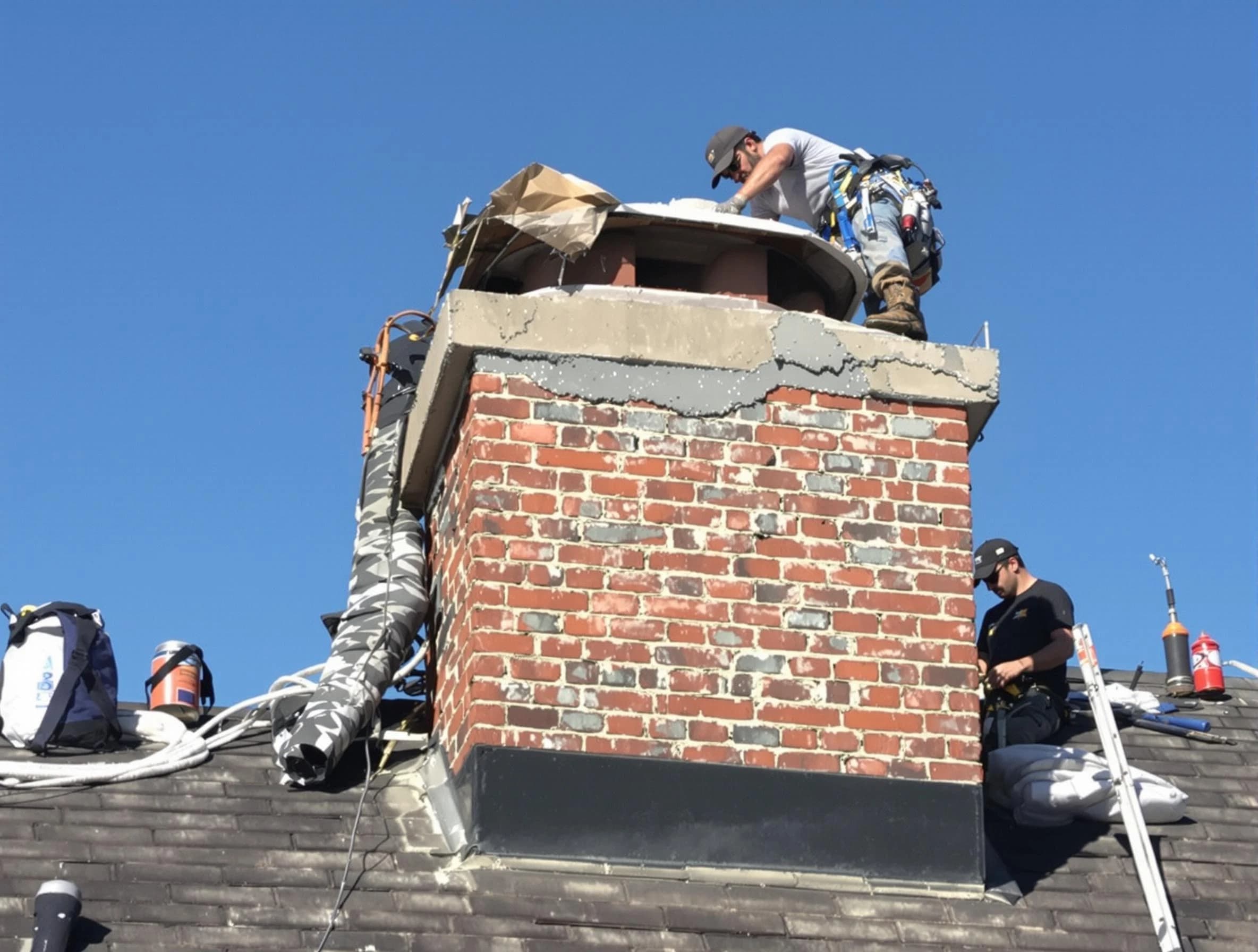 Bethel Acres Chimney Sweep installing a custom chimney crown in Bethel Acres, OK
