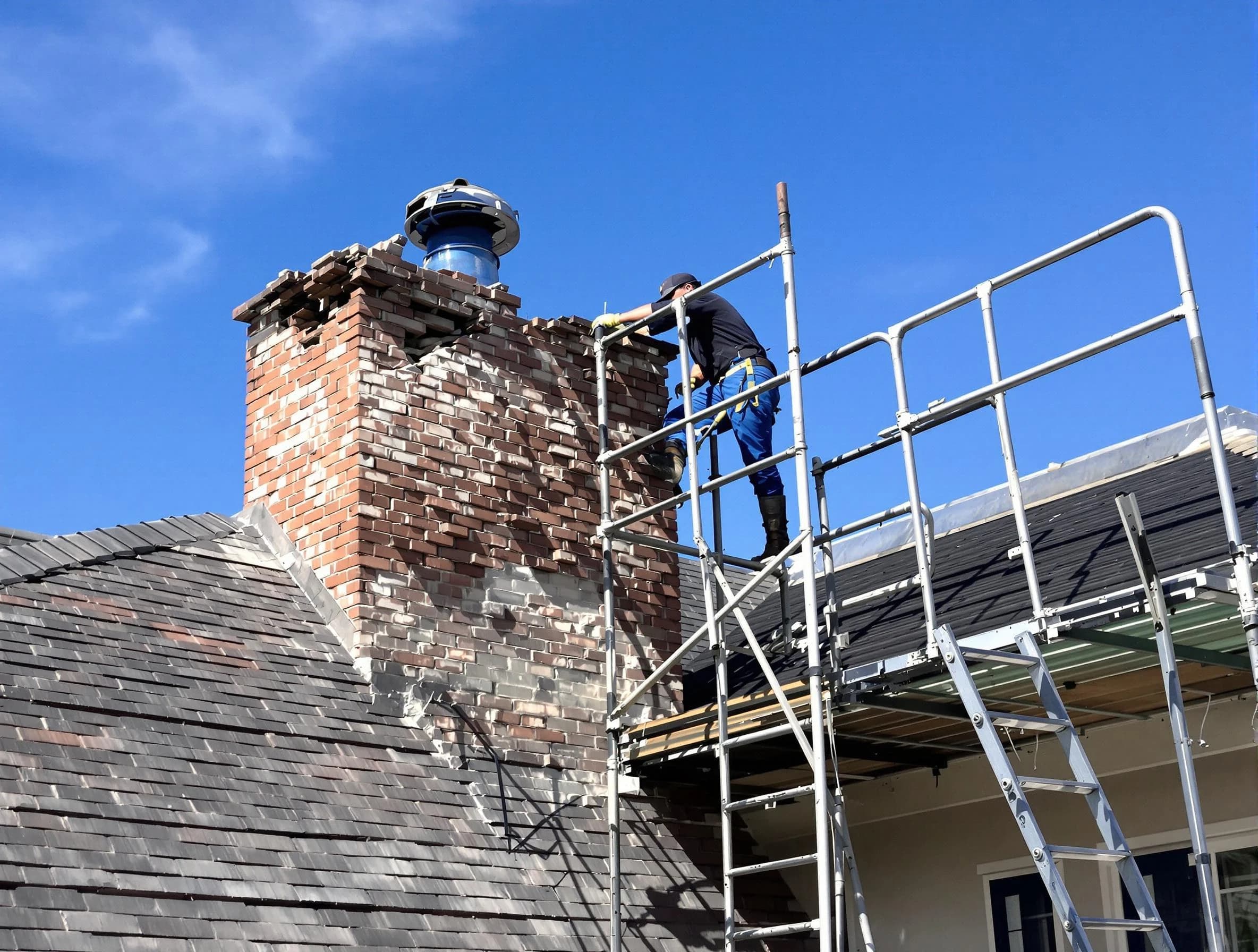 Rebuilding a chimney structure by Bethel Acres Chimney Sweep in Bethel Acres, OK
