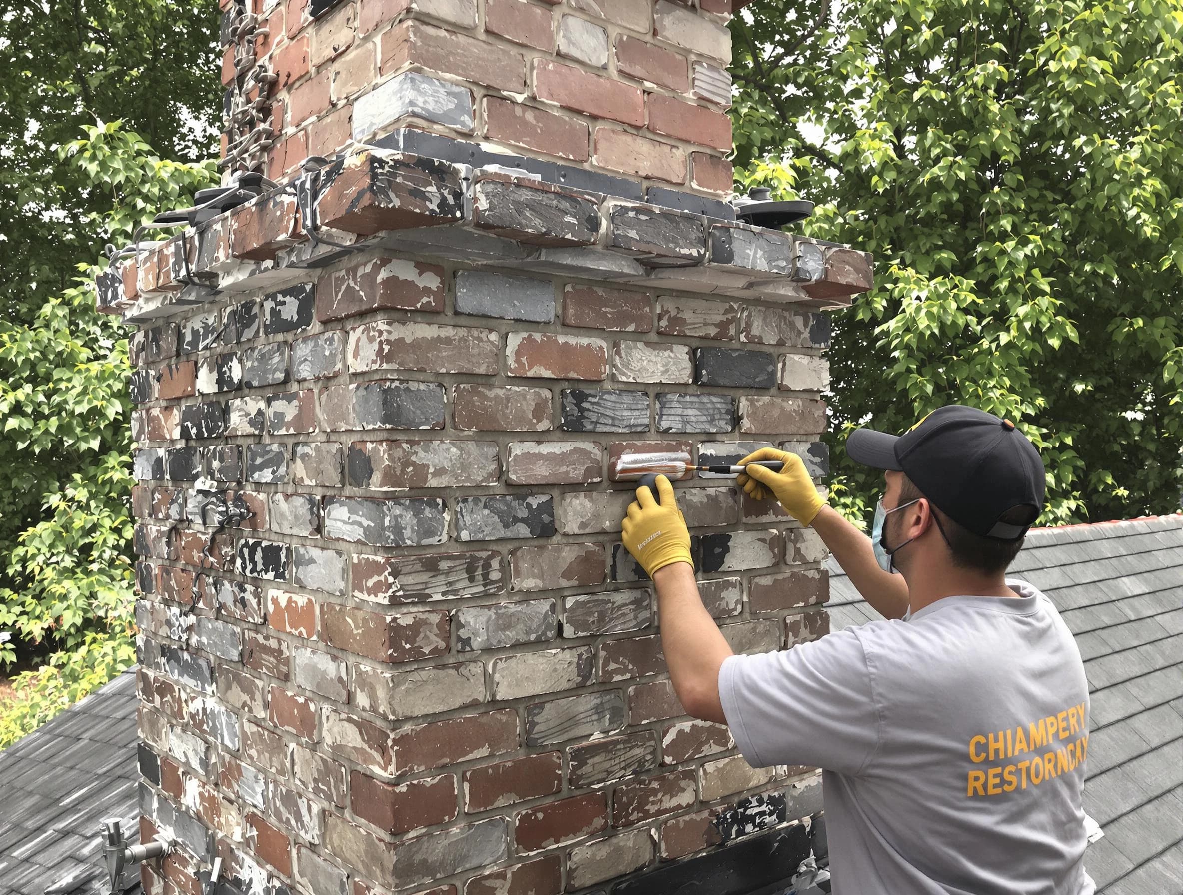 In-progress chimney restoration by Bethel Acres Chimney Sweep in Bethel Acres, OK