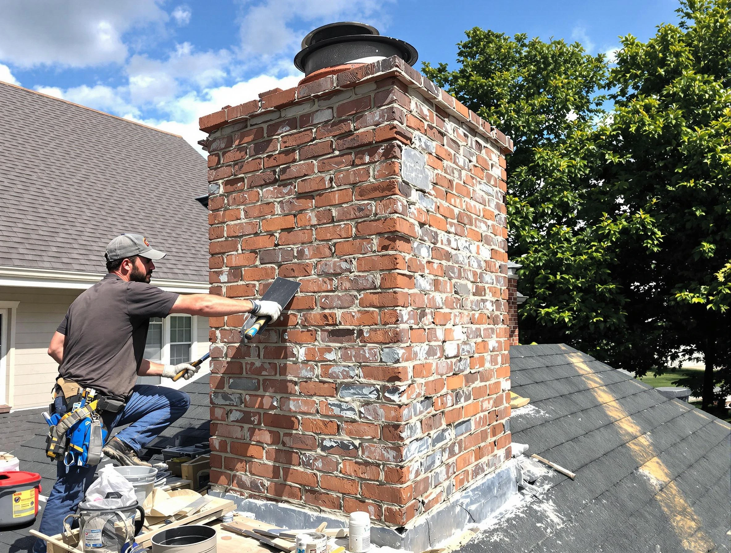 Completed chimney rebuild by Bethel Acres Chimney Sweep in Bethel Acres, OK